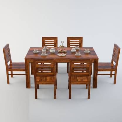 Allie Wood Sheesham ( Rosewood ) Solid Wood 6 Seater Dining Set