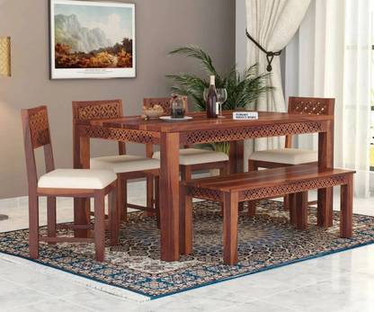 Flipkart Perfect Homes Sheesham Wood Six Seater CNC Designed Dining Set For Dining Room/ Restaurant || Solid Wood 6 Seater Dining Set