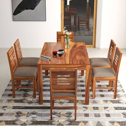 Devsignature INDIAN SOLID WOOD SIX SEATER DINING SET Solid Wood 6 Seater Dining Set