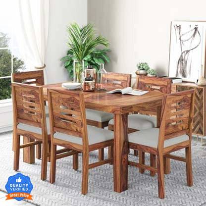 Flipkart Perfect Homes Dining Table with 6 Chairs for Home | Dining Room Sets for Restraunts Solid Wood 6 Seater Dining Set