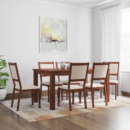 WOODNESS Vivian Solid Wood 6 Seater Dining Set