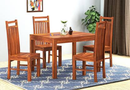 Custom Decor Solid Wood 4 Seater Dining Set