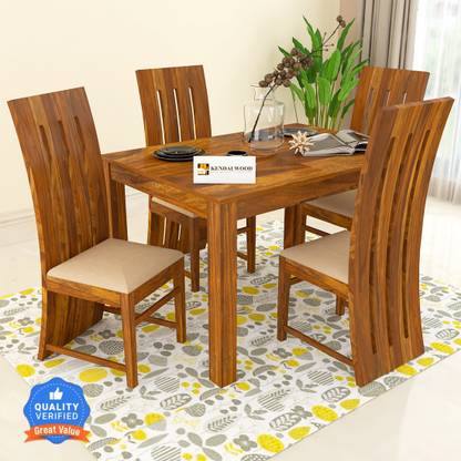 Kendalwood Furniture Premium Dining Room Furniture Wooden Dining Table with 4 Chairs Solid Wood 4 Seater Dining Set