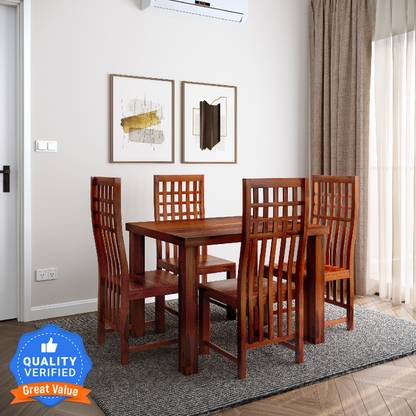Flipkart Perfect Homes Sheesham ( Rosewood ) Solid Wood 4 Seater Dining Set