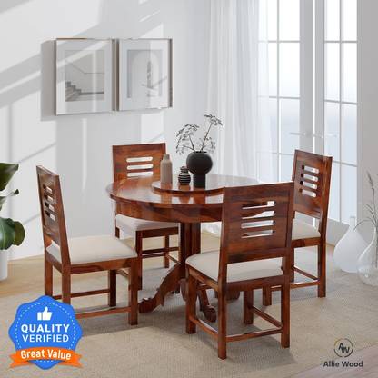 Allie Wood Rosewood (Sheesham) Solid Wood 4 Seater Dining Set