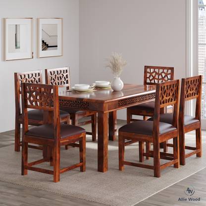 Cherry Wood Rosewood (Sheesham) Solid Wood 6 Seater Dining Set