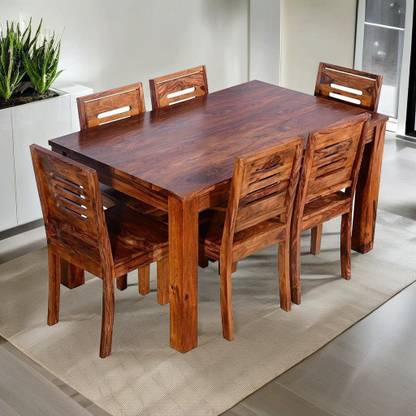 Custom Decor Solid Wood 6 Seater Dining Set