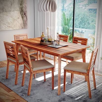 Wakefit Simsim-Ginamon Solid Wood 6 Seater Dining Set