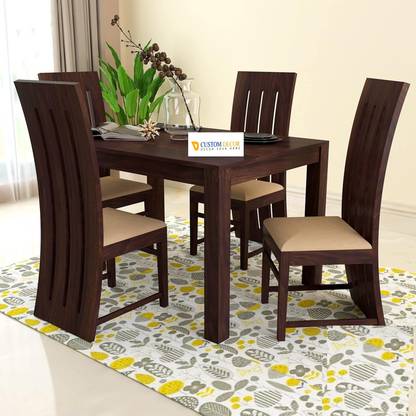 Custom Decor Solid Wood 4 Seater Dining Set