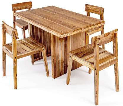 Wakefit Cinnamon-Sesame Teak Solid Wood 4 Seater Dining Set