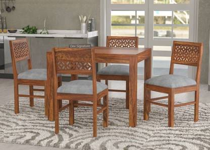 Devsignature Solid Sheesham Wood Four Seater Dining Set For Kitchen , Hotel , Restaurant Solid Wood 4 Seater Dining Set