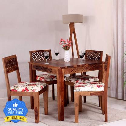Custom Decor Solid Wood 4 Seater Dining Set