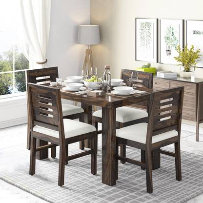 Modway Solid Sheesham Wood 4 Seater Dining Table Set with Four Chair for Living Room Solid Wood 4 Seater Dining Set
