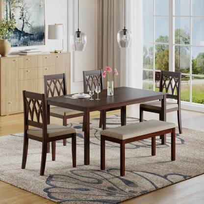Wakefit Solid Wood 6 Seater Dining Set