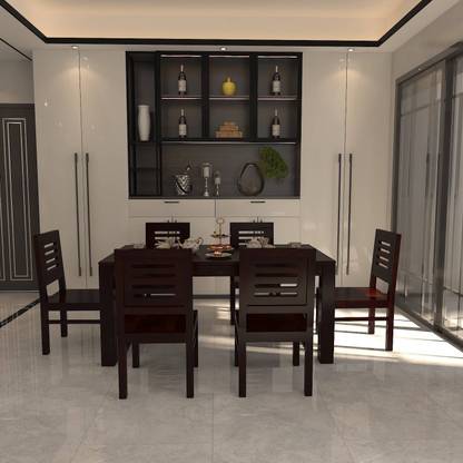 LOONART Solid Sheesham Wood Six Seater Dining Set For Dining Room, Café. Solid Wood 6 Seater Dining Set