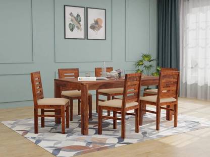 Custom Decor Solid Wood 6 Seater Dining Set Solid Wood 6 Seater Dining Set