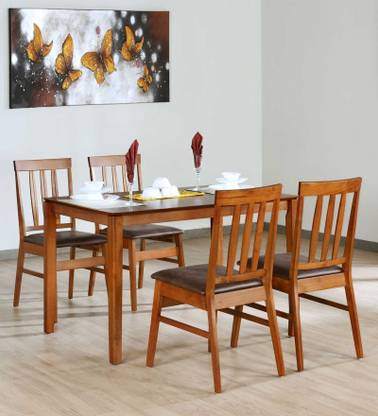 Allie Wood Olga Sheesham ( Rosewood) Solid Wood 4 Seater Dining Set