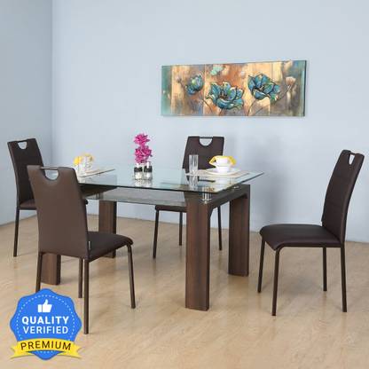 Nilkamal Hermiston Glass 4 Seater Dining Set