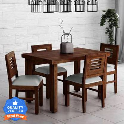 Taskwood Furniture Solid Wood 4 Seater Dining Set  (Finish Color -TEAK FINISH, DIY(Do-It-Yourself))