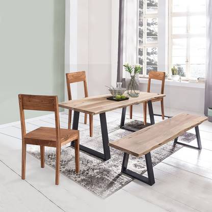 Geetanjali Decor Pune Dining Table 6 Seater With 4 Chairs + 1 Bench | 6 Seater Dining Table Set Solid Wood 6 Seater Dining Set