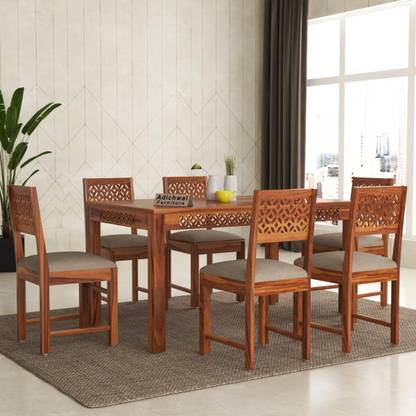 Devsignature INDIAN SOLID WOOD SIX SEATER DINING SET Solid Wood 6 Seater Dining Set