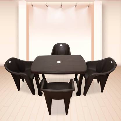 ARLAVYA 4 Seater Dining Set for Home Garden Cafeteria Plastic 4 Seater Dining Set