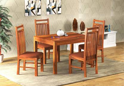 Custom Decor Solid Wood 4 Seater Dining Set