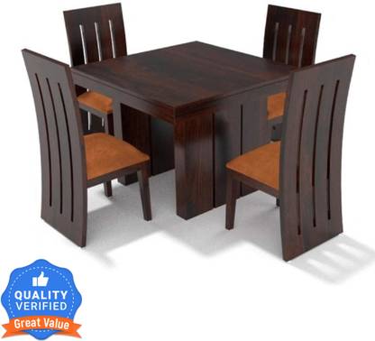 LOONART Solid Wood Four Seater Dining Set For Dining Room / Restaurant Solid Wood 4 Seater Dining Set
