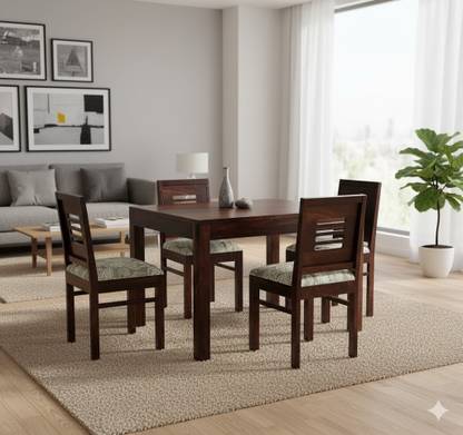 Deuba Pure Sheesham Wood Four Seater Dining Set Solid Wood 4 Seater Dining Set
