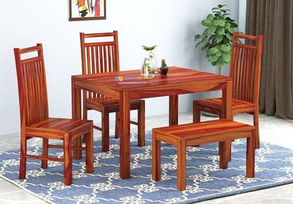 Custom Decor Solid Wood 4 Seater Dining Set