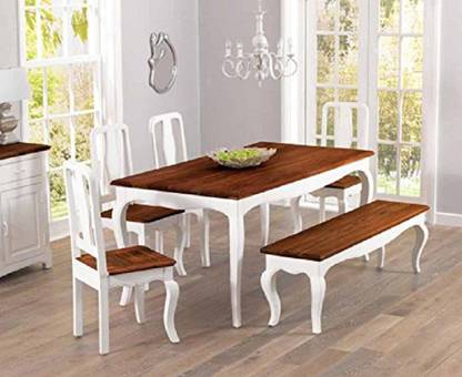 APRODZ Solid Wood 6 Seater Dining Set