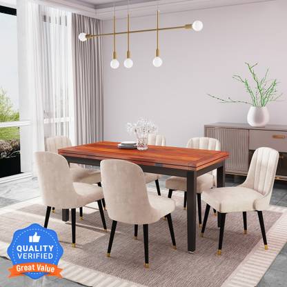 Flipkart Perfect Homes Rivera Extendable Solid Wood 6 Seater Dining Set