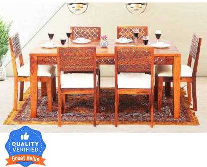 Custom Decor Solid Wood 6 Seater Dining Set