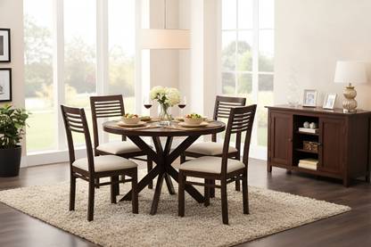 Krishna Wood Decor Solid Wood 4 Seater Dining Set