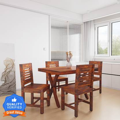 Flipkart Perfect Homes Sheesham ( Rosewood ) Solid Wood 4 Seater Dining Set