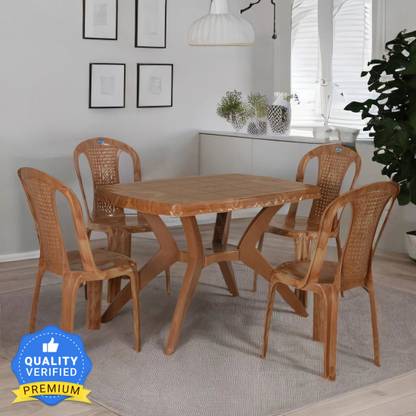 Nilkamal Shahenshah Rectangular Plastic 4 Seater Dining Set