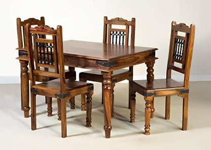 LOONART Solid Wood For Dining Room / Restaurant Solid Wood 4 Seater Dining Set