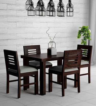 LOONART Solid Sheesham Wood Four Seater Dining Set For Dining Room, Café. Solid Wood 4 Seater Dining Set