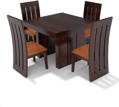 LOONART Solid Wood Four Seater Dining Set For Dining Room / Restaurant Solid Wood 4 Seater Dining Set