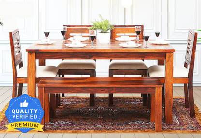 Deuba SHEESHAM WOOD Solid Wood 6 Seater Dining Set