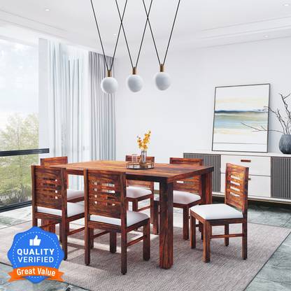 Flipkart Perfect Homes Sheesham ( Rosewood ) Solid Wood 6 Seater Dining Set