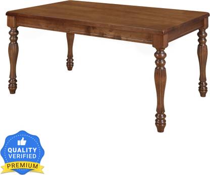 Nilkamal Jade Rubber Wood Top | Ornate Design Leg | Solid Wood 6 Seater Dining Table