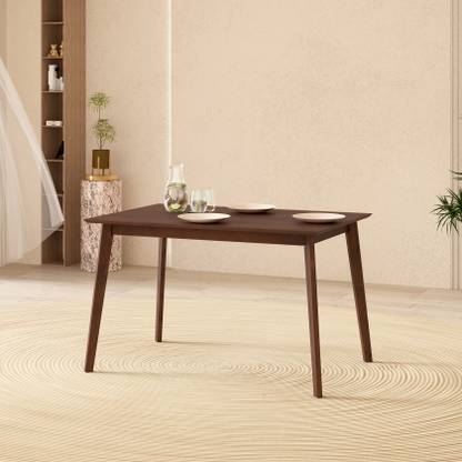 Wakeup India Ducasse Dinning Table Walnut Dinner Table Mangowood Solid Wood 4 Seater Dining Table