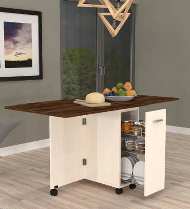SPECIALITY PANELS Folding dining Table with Crockery unit & storage shelf with Termites resistance Engineered Wood 6 Seater Dining Table