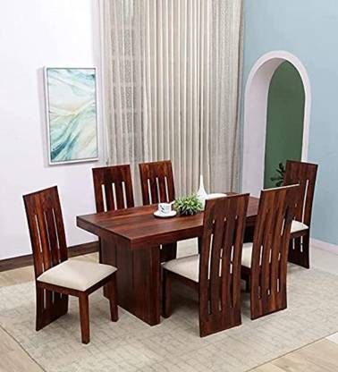 WOOD AFFAIR Solid Wood 6 Seater Dining Table