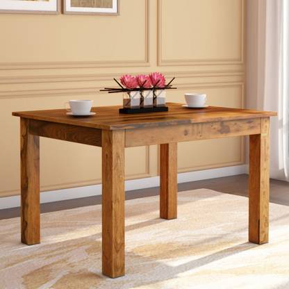 Wopno Furniture Wooden 4 Seater Dining Table Only | Table for Living Room and Kitchen Solid Wood 4 Seater Dining Table