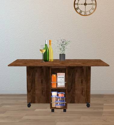 SPECIALITY PANELS Folding dining Table with Crockery unit & storage shelf with Termites resistance Engineered Wood 6 Seater Dining Table