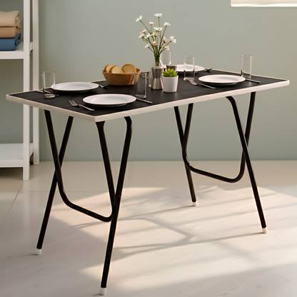 EuroQon Space Saver Foldable Imported Wood Engineered Wood 4 Seater Dining Table