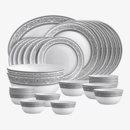 cello Pack of 27 Opalware Opalware x Amitabh Bachchan Solitaire Series Argento Dinner Set