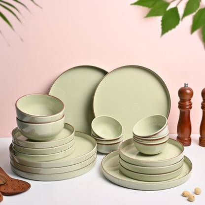 MARKET 99 Pack of 20 Melamin Melamine Plato Dinner Set Of 20 Pcs | Glossy Rusty Green Dinner set Dinner Set